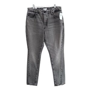 GOOD AMERICAN Good Boy Twisted Slit Raw Hem Grey Stretch Jeans sz 10/30